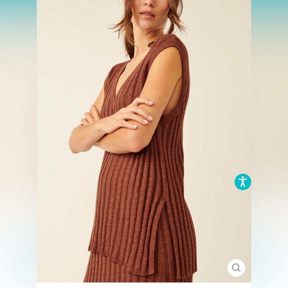 Free People Brown V-Neck Sweater